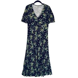 Boden Midnight Sky Floral Leaves Bird Print Maxi Dress